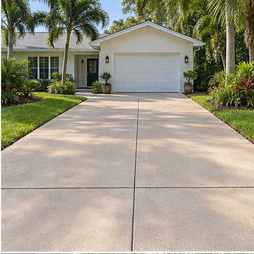 Illustrative clean driveway in front of a Florida home